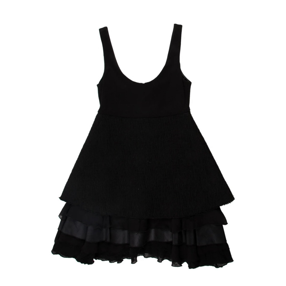 Alice + Olivia Black Scoop Neck Mini Dress w/ optional sleeveless vest Sz Large